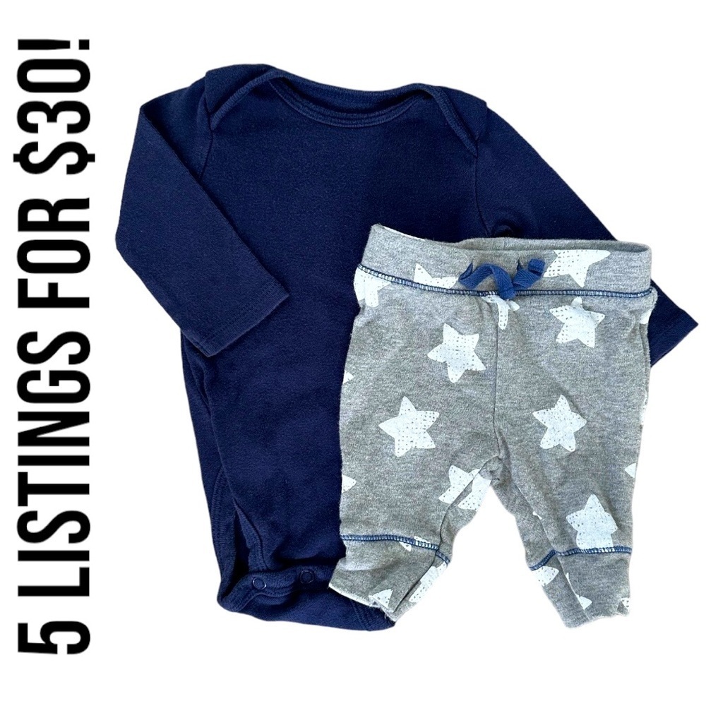 Cat & Jack + Carters baby boy 0-3 month matching outfit se